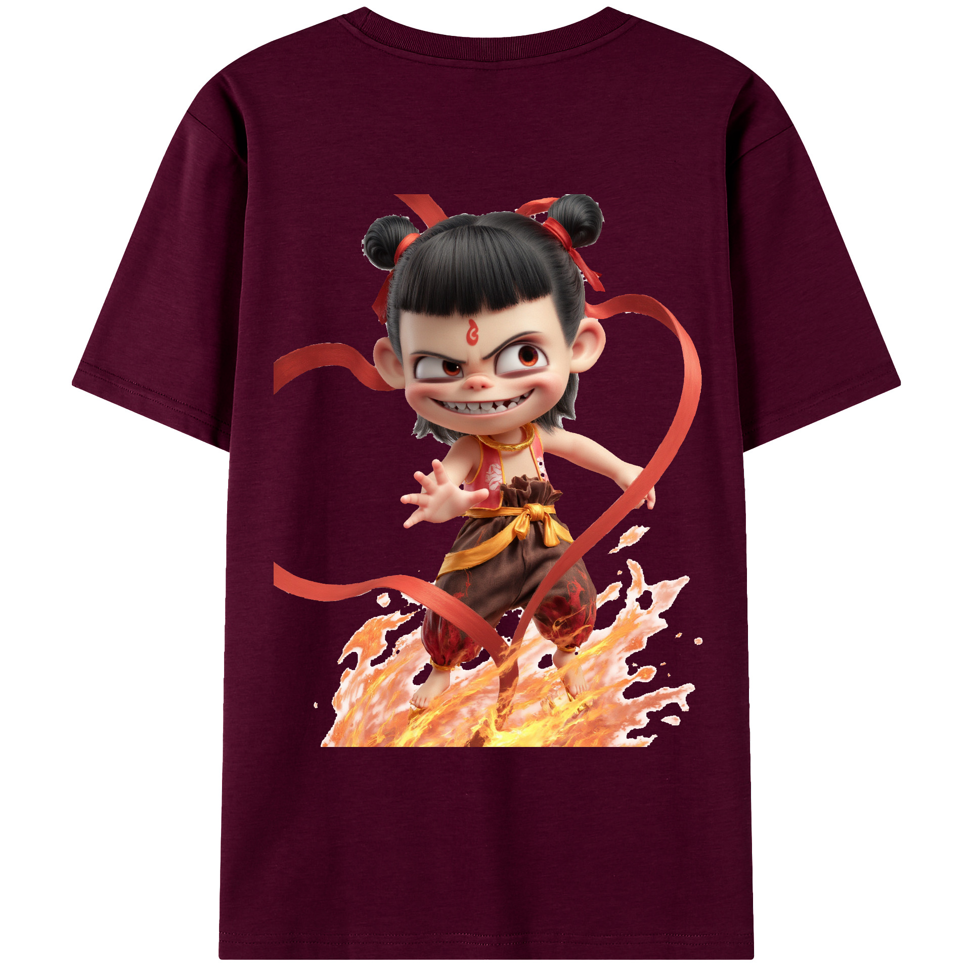 （画像用） Ne Zha 2 ナタ 魔童の大暴れ レディース半袖Tシャツ(バックプリント)